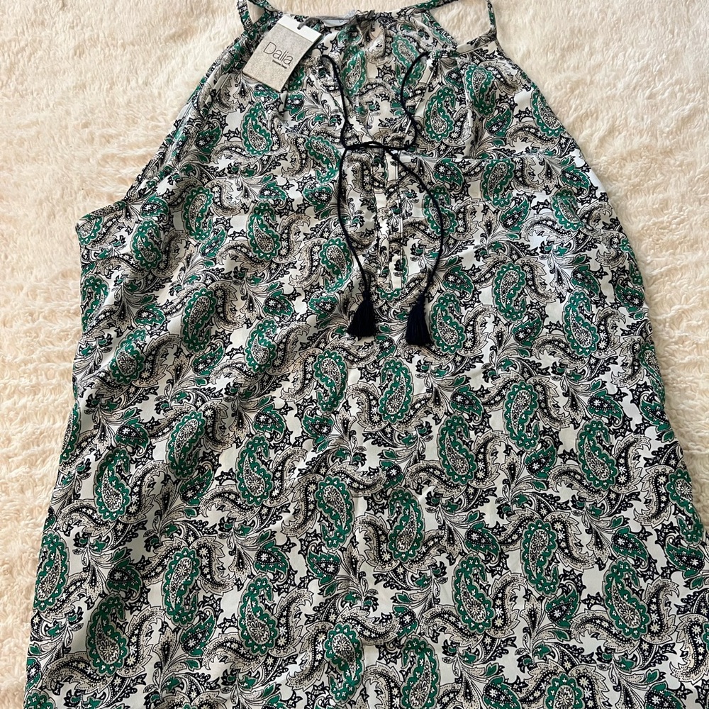 Ladies NWT Dalia | Green and Black Paisley Tank Cami Blouse | Size XL